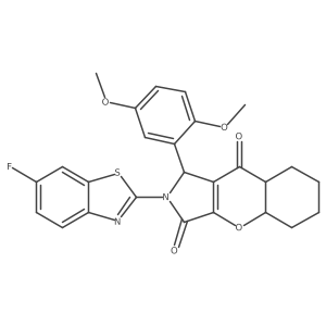 1-(2,5-dimethoxyphenyl)-2-(6-fluoro-1,3-benzothiazol-2-yl)-4a,5,6,7,8,8a-hexahydro-1H-chromeno[2,3-c]pyrrole-3,9-dione Structure