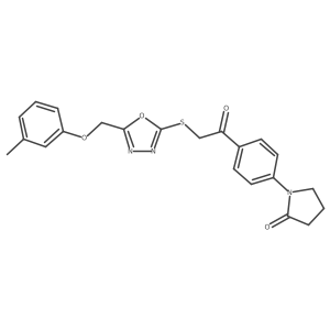 1-{4-[2-({5-[(3-Methylphenoxy)methyl]-1,3,4-oxadiazol-2-yl}sulfanyl)acetyl]phenyl}pyrrolidin-2-one结构式