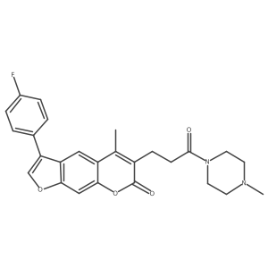 3-(4-fluorophenyl)-5-methyl-6-[3-(4-methyl-1-piperazinyl)-3-oxopropyl]-7H-furo[3,2-g]chromen-7-one Structure