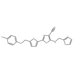 2-(5-((4-Chlorophenoxy)methyl)furan-2-yl)-5-((furan-2-ylmethyl)amino)oxazole-4-carbonitrile Structure