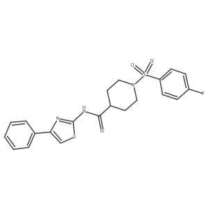 1-((4-fluorophenyl)sulfonyl)-N-(4-phenylthiazol-2-yl)piperidine-4-carboxamide Structure