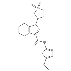 1-(1,1-dioxidotetrahydrothiophen-3-yl)-N-[(2E)-5-(methylsulfanyl)-1,3,4-thiadiazol-2(3H)-ylidene]-4,5,6,7-tetrahydro-1H-indazole-3-carboxamide结构式