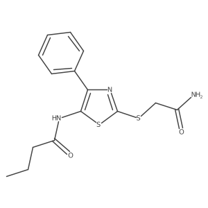 N-(2-((2-amino-2-oxoethyl)thio)-4-phenylthiazol-5-yl)butyramide Structure