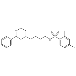4-fluoro-2-methyl-N-[4-(2-phenylmorpholin-4-yl)butyl]benzene-1-sulfonamide结构式