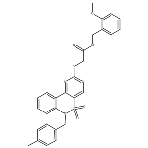 N-(2-methoxybenzyl)-2-((6-(4-methylbenzyl)-5,5-dioxido-6H-benzo[c]pyrimido[4,5-e][1,2]thiazin-2-yl)thio)acetamide结构式
