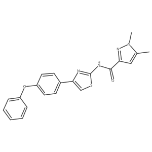 1,5-dimethyl-N-(4-(4-phenoxyphenyl)thiazol-2-yl)-1H-pyrazole-3-carboxamide结构式