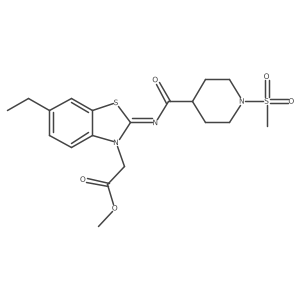 (E)-methyl 2-(6-ethyl-2-((1-(methylsulfonyl)piperidine-4-carbonyl)imino)benzo[d]thiazol-3(2H)-yl)acetate结构式