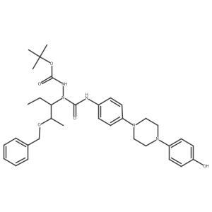 Tert-butyl N-[[4-[4-(4-hydroxyphenyl)piperazin-1-yl]phenyl]carbamoyl-[(2S,3S)-2-phenylmethoxypentan-3-yl]amino]carbamate结构式