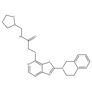 2-((2-(3,4-dihydroisoquinolin-2(1H)-yl)thiazolo[4,5-d]pyrimidin-7-yl)thio)-N-((tetrahydrofuran-2-yl)methyl)acetamide结构式