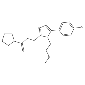 2-((5-(4-bromophenyl)-1-(2-methoxyethyl)-1H-imidazol-2-yl)thio)-1-(pyrrolidin-1-yl)ethanone Structure