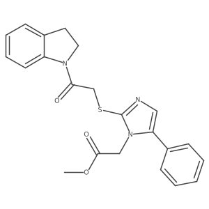 methyl 2-(2-((2-(indolin-1-yl)-2-oxoethyl)thio)-5-phenyl-1H-imidazol-1-yl)acetate结构式