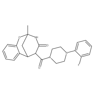 5-(4-(2-fluorophenyl)piperazine-1-carbonyl)-2-methyl-5,6-dihydro-2H-2,6-methanobenzo[g][1,3]oxazocin-4(3H)-one结构式