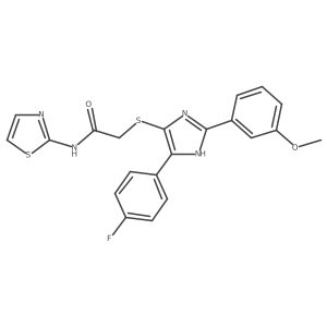 2-((5-(4-fluorophenyl)-2-(3-methoxyphenyl)-1H-imidazol-4-yl)thio)-N-(thiazol-2-yl)acetamide结构式