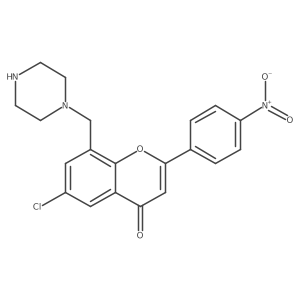 6-Chloro-2-(4-nitrophenyl)-8-(1-piperazinylmethyl)-4H-1-benzopyran-4-one结构式
