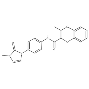 3-methyl-N-(4-(4-methyl-5-oxo-4,5-dihydro-1H-tetrazol-1-yl)phenyl)-2,3-dihydrobenzo[b][1,4]dioxine-2-carboxamide结构式