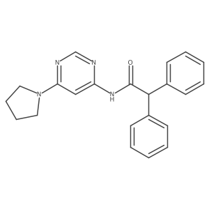 2,2-diphenyl-N-(6-(pyrrolidin-1-yl)pyrimidin-4-yl)acetamide结构式