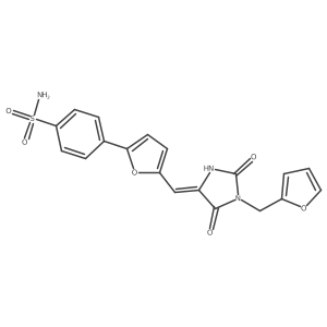 (E)-4-(5-((1-(furan-2-ylmethyl)-2,5-dioxoimidazolidin-4-ylidene)methyl)furan-2-yl)benzenesulfonamide结构式