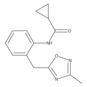 N-(2-((3-methyl-1,2,4-oxadiazol-5-yl)methyl)phenyl)cyclopropanecarboxamide结构式