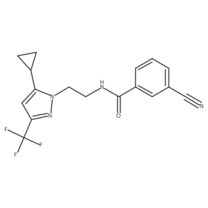 3-cyano-N-(2-(5-cyclopropyl-3-(trifluoromethyl)-1H-pyrazol-1-yl)ethyl)benzamide Structure