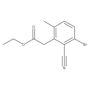 Ethyl 3-bromo-2-cyano-6-methylphenylacetate结构式