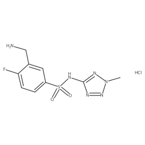 3-(Aminomethyl)-4-fluoro-N-(2-methyltetrazol-5-yl)benzenesulfonamide;hydrochloride Structure