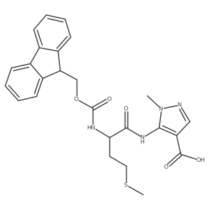 5-[(2S)-2-({[(9H-fluoren-9-yl)methoxy]carbonyl}amino)-4-(methylsulfanyl)butanamido]-1-methyl-1H-pyrazole-4-carboxylic acid Structure