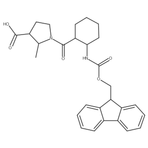 1-[2-({[(9H-fluoren-9-yl)methoxy]carbonyl}amino)cyclohexanecarbonyl]-2-methylpyrrolidine-3-carboxylic acid Structure