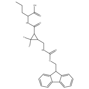 (2R)-2-{[(1RS,3SR)-3-[({[(9H-fluoren-9-yl)methoxy]carbonyl}amino)methyl]-2,2-difluorocyclopropyl]formamido}pentanoic acid Structure