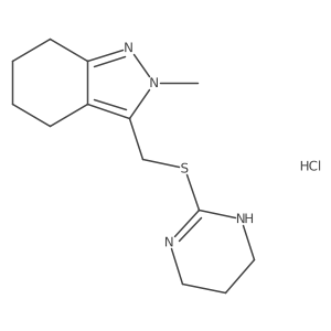 2-methyl-3-(((1,4,5,6-tetrahydropyrimidin-2-yl)thio)methyl)-4,5,6,7-tetrahydro-2H-indazole hydrochloride结构式