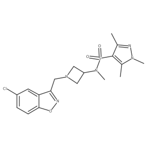 N-{1-[(5-chloro-1,2-benzoxazol-3-yl)methyl]azetidin-3-yl}-N,1,3,5-tetramethyl-1H-pyrazole-4-sulfonamide结构式