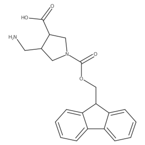 rac-(3R,4R)-4-(aminomethyl)-1-{[(9H-fluoren-9-yl)methoxy]carbonyl}pyrrolidine-3-carboxylic acid结构式