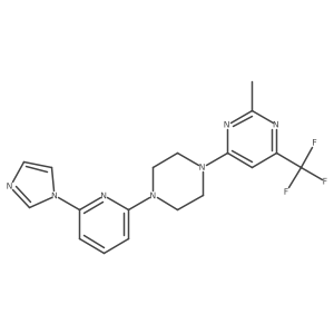 4-{4-[6-(1H-imidazol-1-yl)pyridin-2-yl]piperazin-1-yl}-2-methyl-6-(trifluoromethyl)pyrimidine结构式