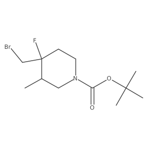 Tert-butyl 4-(bromomethyl)-4-fluoro-3-methyl-piperidine-1-carboxylate结构式