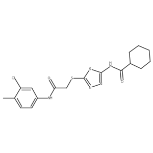 N-(5-((2-((3-chloro-4-methylphenyl)amino)-2-oxoethyl)thio)-1,3,4-thiadiazol-2-yl)cyclohexanecarboxamide结构式