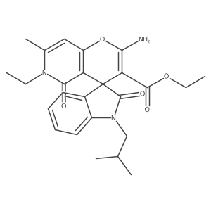 Ethyl 2'-amino-6'-ethyl-7'-methyl-1-(2-methylpropyl)-2,5'-dioxo-1,2,5',6'-tetrahydrospiro[indole-3,4'-pyrano[3,2-c]pyridine]-3'-carboxylate结构式