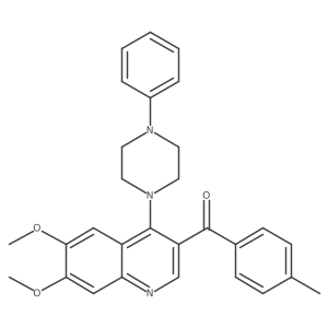 [6,7-dimethoxy-4-(4-phenylpiperazin-1-yl)-3-quinolyl]-(p-tolyl)methanone Structure