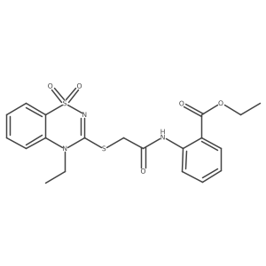 ethyl 2-(2-((4-ethyl-1,1-dioxido-4H-benzo[e][1,2,4]thiadiazin-3-yl)thio)acetamido)benzoate结构式