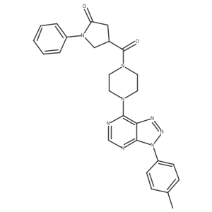 1-phenyl-4-(4-(3-(p-tolyl)-3H-[1,2,3]triazolo[4,5-d]pyrimidin-7-yl)piperazine-1-carbonyl)pyrrolidin-2-one结构式
