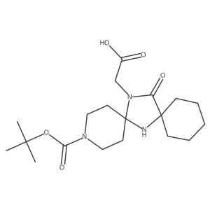 15-Carboxymethyl-14-oxo-3,7,15-triaza-dispiro[5.1.5.2]pentadecane-3-carboxylic acid tert-butyl ester结构式