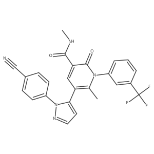 5-[1-(4-Cyanophenyl)-1H-pyrazol-5-yl]-N,6-dimethyl-2-oxo-1-[3-(trifluoromethyl)phenyl]-1,2-dihydropyridine-3-carboxamide Structure