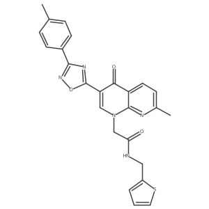 2-{7-methyl-3-[3-(4-methylphenyl)-1,2,4-oxadiazol-5-yl]-4-oxo-1,4-dihydro-1,8-naphthyridin-1-yl}-N-[(thiophen-2-yl)methyl]acetamide结构式