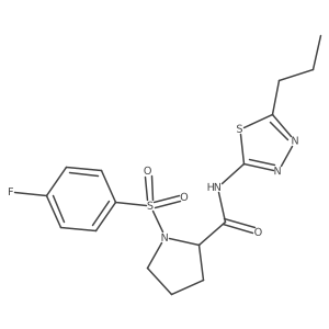 (E)-1-[(4-fluorophenyl)sulfonyl]-N-(5-propyl-1,3,4-thiadiazol-2(3H)-ylidene)prolinamide结构式