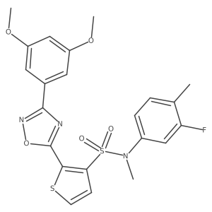 2-[3-(3,5-dimethoxyphenyl)-1,2,4-oxadiazol-5-yl]-N-(3-fluoro-4-methylphenyl)-N-methylthiophene-3-sulfonamide结构式