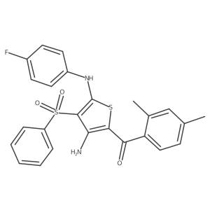 (3-Amino-5-((4-fluorophenyl)amino)-4-(phenylsulfonyl)thiophen-2-yl)(2,4-dimethylphenyl)methanone Structure