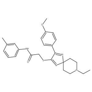 2-((8-ethyl-3-(4-methoxyphenyl)-1,4,8-triazaspiro[4.5]deca-1,3-dien-2-yl)thio)-N-(m-tolyl)acetamide结构式