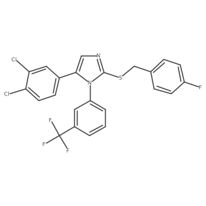 5-(3,4-dichlorophenyl)-2-((4-fluorobenzyl)thio)-1-(3-(trifluoromethyl)phenyl)-1H-imidazole结构式