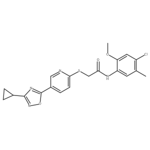 N-(4-chloro-2-methoxy-5-methylphenyl)-2-((5-(3-cyclopropyl-1,2,4-oxadiazol-5-yl)pyridin-2-yl)thio)acetamide结构式