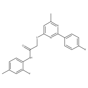 N-(2-fluoro-4-methylphenyl)-2-((2-(4-fluorophenyl)-6-methylpyrimidin-4-yl)thio)acetamide结构式