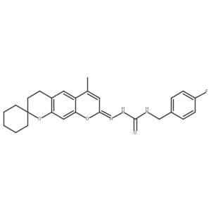 (E)-N-(4-fluorobenzyl)-2-(6'-methyl-3'H-spiro[cyclohexane-1,2'-pyrano[3,2-g]chromen]-8'(4'H)-ylidene)hydrazinecarboxamide Structure