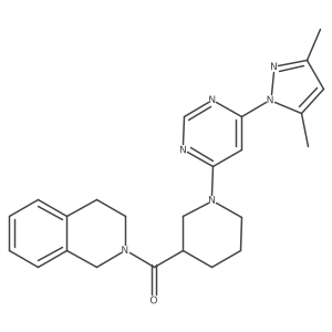 (3,4-dihydroisoquinolin-2(1H)-yl)(1-(6-(3,5-dimethyl-1H-pyrazol-1-yl)pyrimidin-4-yl)piperidin-3-yl)methanone结构式